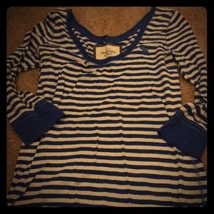 Abercrombie blue striped 3/4 sleeve